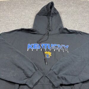 Kentucky Basketball Hoodie Mens L Black Blue Graphic Pullover Sweatshirt 8825